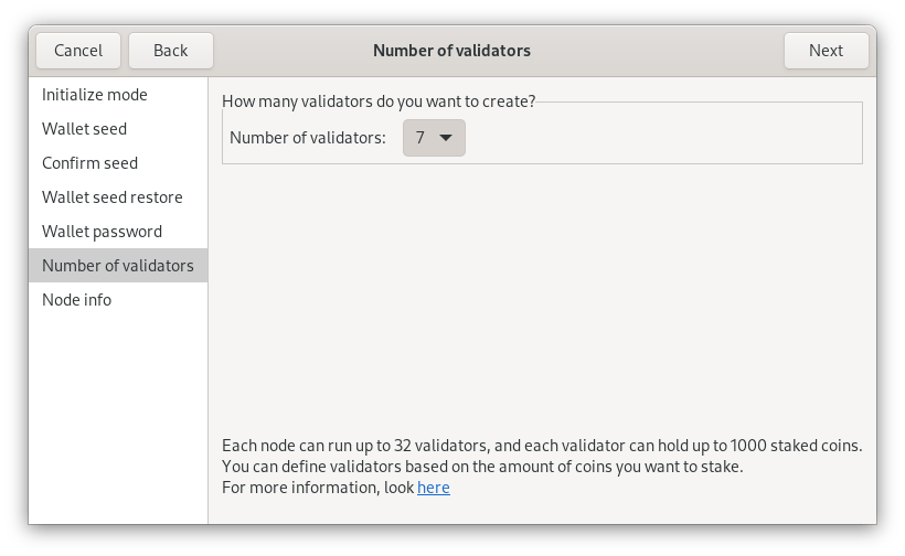 Number of validators